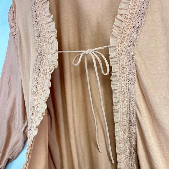 Cotton Cardigan Woman's 1X Chiffon Smocking Top Rose Cottagecore - Picture 6 of 15